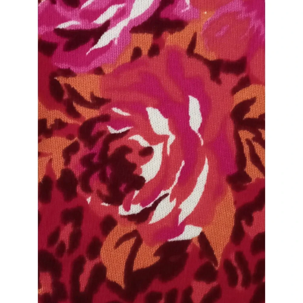 Isaac‎ Mizrahi Sweater Womens Size L Pink Floral Animal Print Cardigan Button Up